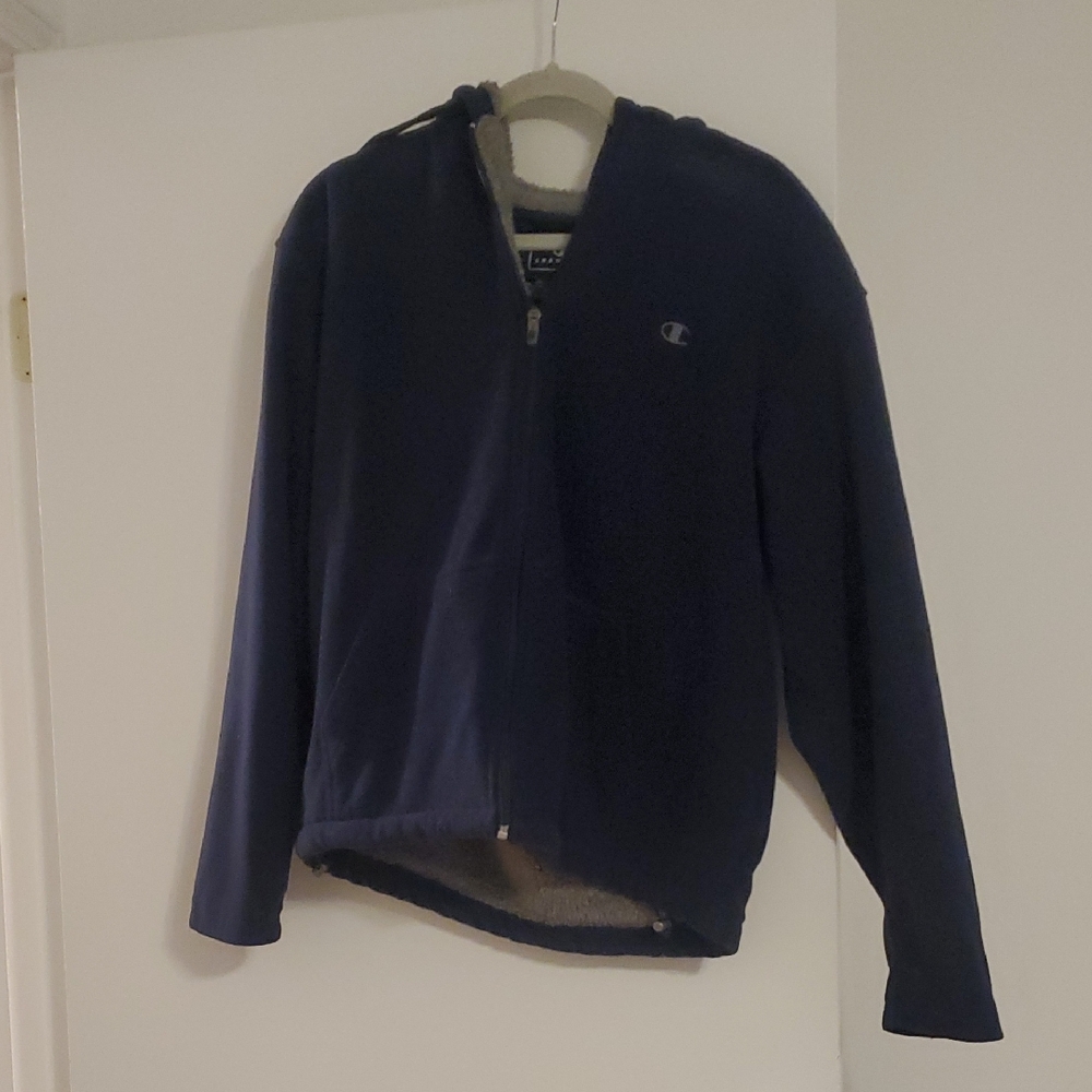 Champion Men's Dark Blue Zip-Up Sweater